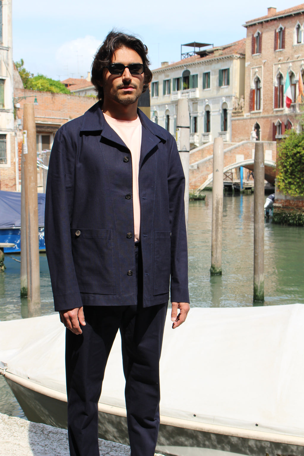 OVERSHIRT tela blu materica