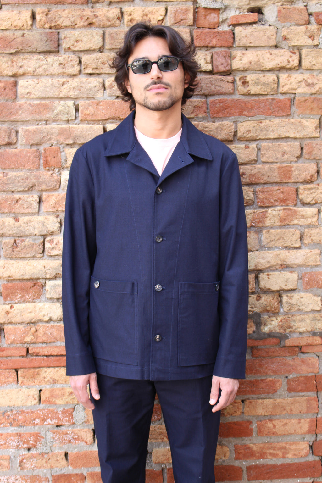 OVERSHIRT tela blu materica